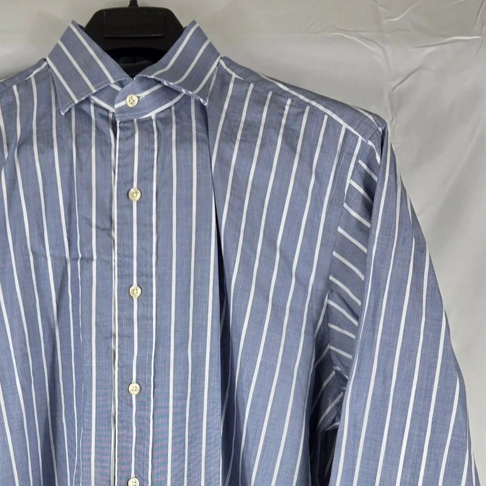 Polo Ralph Lauren Regent Classic Fit Shirt Blue White Stripe Mens 16.5 L 16 1/2